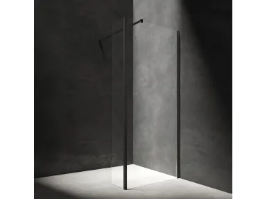 MARINA kabina prysznicowa typu walk-in ze ścianką boczną 100x30 cm czarny mat / transparentny